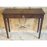 HALL TABLE, George III mahogany with short frieze 'glove' drawer, 91cm x 71cm H x 33cm D.