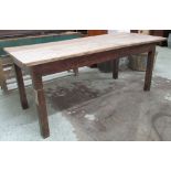 FARMHOUSE TABLE, late 19th/early 20th century ash and oak, on square supports,