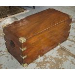 TRUNK, 19th century camphorwood and brass bound with rising lid and carrying handles,