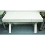 CONSOLE TABLE/DESK, white with a frieze drawer, 140cm W x 55cm D x 79cm H.