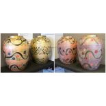 EASTERN VASES, four similar, colourfully decorated enamel, each 42cm H.