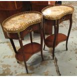 BEDSIDE TABLES, a pair, French transitional design walnut,