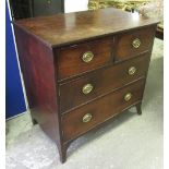 CHEST, Regency mahogany with two short over two long drawers on splayed bracket front feet, 94cm.