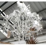 CHANDELIER VENETIAN STYLE, ten branch with glass drops, 100cm H plus chain.