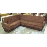 RECEPTION CORNER SOFA, in brown suede on a wooden frame, 236cm x 166cm.