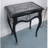 SIDE TABLE, Boulle style black and silvered finish with drawer below, 60cm x 40cm x 75cm H.