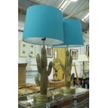 TABLE LAMPS, a pair, faux cactus with shades, 75cm H.