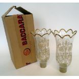 BACCARAT STORM LANTERN SHADES, a pair, with gilt decoration, each 22.5cm H.