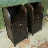 METAL CABINETS, a pair, with an open compartment over a short drawer and a door, 34.5cm W x 73.