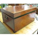 TRUNK, late Victorian mahogany with green baize interior tray, 30cm x 38cm x 53cm.