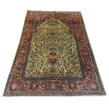 ANTIQUE KASHAN RUG, 198cm x 130cm,