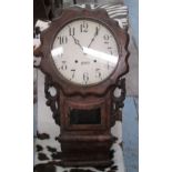 WALL CLOCK, Victorian walnut, the drop case with carved detail, dial inscribed 'Gents of Leicester',