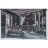 21ST CENTURY PHOTOPRINT, of an abandoned maison on tempered glass, 120cm x 180cm.
