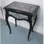 SIDE TABLE, Boulle style black and silvered finish with drawer below, 60cm x 40cm x 75cm H.