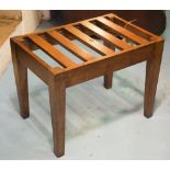 LUGGAGE STAND, late 19th/early 20th century fruitwood with slatted top and tapering supports,