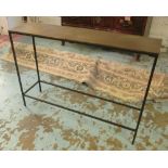 CONSOLE TABLE, metal framed with a rectangular bronze top, 99cm W x 70.5cm H x 25cm D.