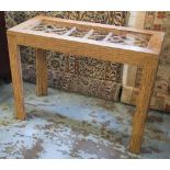 CONSOLE TABLE, French bamboo clad with trellis frieze and supports circa 1960,