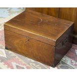 TRUNK, late Victorian mahogany with green baize interior tray, 30cm x 38cm x 53cm.