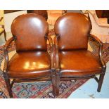 LIBRARY ARMCHAIRS, a pair,