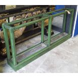 COUNTRYHOUSE STICK STAND, 18th/19th century green painted with dual racks and trays,