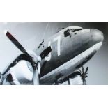 21ST CENTURY PHOTOPRINT, of a 1950's aircraft on tempered glass, 80cm x 120cm.