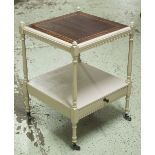 LAMP TABLES, a pair, mahogany and partially grey painted of two tiers containing a single drawer,