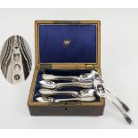 FRENCH SILVER TEASPOONS, a set of sixteen, fiddle and thread design, total weight 15ozt.