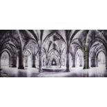 21ST CENTURY PHOTOPRINT, Gothic church arches, on acrylics, 180cm x 80cm.