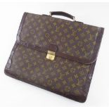 LOUIS VUITTON BRIEFCASE, monogram design with leather trim, fitted interior, approx.