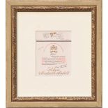 JEAN COCTEAU, Chateau Mouton Rothschild Wine label, 1947, 15cm x 10cm, framed and glazed.