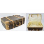 LOUIS VUITTON SUITCASE, monogram pattern with tan leather,