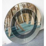 CIRCULAR MIRROR, Art Deco style with divided plates, 90cm W.