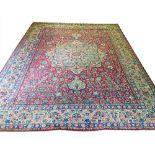 FINE ANTIQUE PERSIAN KERMAN LAVER CARPET, 358cm x 264cm,