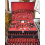 JEZZINE CANTEEN OF CUTLERY, 20th century Lebanon with Phoenix terminals twelve place setting,