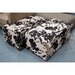 FOOSTOOLS, a pair, in cowhide, 100cm x 50cm x 40cm H.