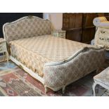 FRENCH STYLE BEDSTEAD, with cream crackleure showframe, approx 150cm W x 190cm L,