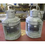 MASTHEAD LAMPS, a pair, early 20th century silver painted quadrant lights, Port and Starboard,