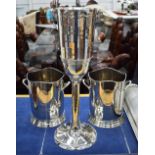 WINE COOLER, floor standing plated 58cm H plus a pair of Louis XV style wine coolers 23cm W.
