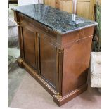 SIDE CABINET, the marble top over a frieze drawer and a pair of doors flanked by columns,