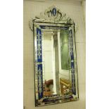 VENETIAN STYLE WALL MIRRORS, a pair, with foliate etched effect decoration, 71cm W x 140cm H.