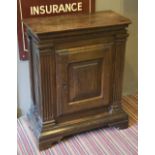 SIDE CABINET, 18th century and later Italian walnut with panel door enclosing a shelf,