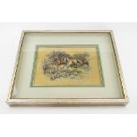 RELIEF PAPER HUNTING SCENE STUDY, depicting hounds and huntsmen in a landscape, framed and glazed,