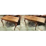 DRAWLEAF TABLE, Continental oak with a floral decorated shaped frieze on cabriole supports,