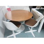 DINING CHAIRS AND TABLE BY MAURICE BURKE,