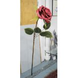 GARDEN ORNAMENT, of a rose on stem, large proportions, 174cm H.