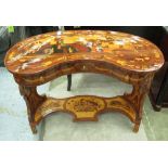 LADIES DESK, Russian style, kidney shaped with faux marquetry, 107cm x 54cm x 80cm H.