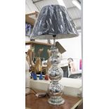 TABLE LAMPS, a pair, in chromed finish with shade, 88cm H.