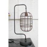 TABLE LAMPS, a pair, cage style in wired metal finish, 62cm H.
