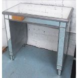 MIRRORED CONSOLE TABLE, on block mirrored end supports, 97cm x 42cm x 83cm H.