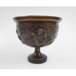 BRONZE KRATER AFTER ARRETINE POTTERY, Arezzo depicting lovers,14.5cm H.